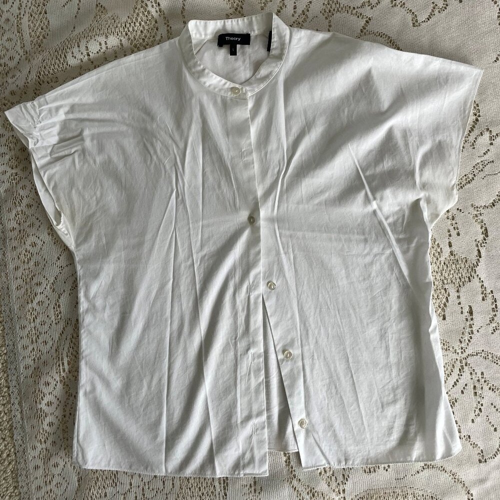 Theory White Short Sleeved Blouse